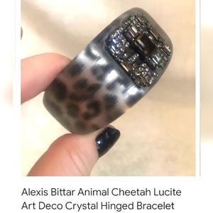 ALEXIS BITTAR CHEETAH PRINT HAND CARVED LUCITE HINGED CUFF!!! LIKE NEW! AB BAG!!
